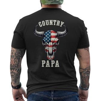 Country Papa Usa Flag Western Music Cowboy Rodeo Fathers Day Men's T-shirt Back Print - Monsterry UK
