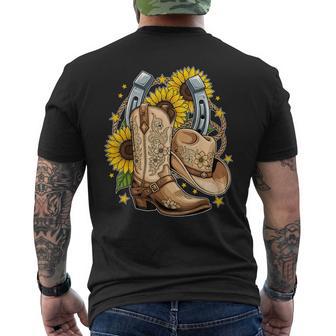Cowboy Boots Hat Sunflowers Western Rodeo Men's T-shirt Back Print - Thegiftio UK