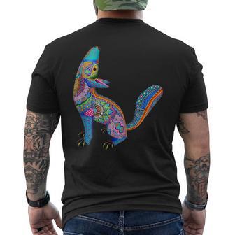 Coyote Oaxaca Hurlant Dans Des Couleurs Abstraites Aztèques T-shirt imprimé au dos - Cadeauxyz