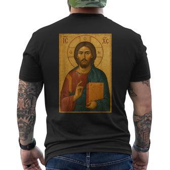 Cristo Pantocrator Icon Ortodossa Cristo L'insegnante T-shirt da uomo con stampa posteriore - Novitaregali