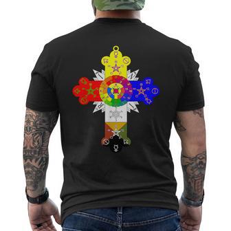 Croix Rosy Hermétique Ordre De L'aube Doréeymbole Occulte T-shirt imprimé au dos - Cadeauxyz