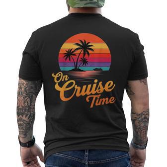 On Cruise Time Vacation With Palm Tree Retro Sunset Beach Men's T-shirt Back Print | Mazezy
