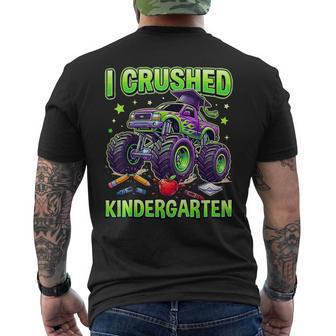 I Crushed Kindergarten Monster Truck Graduation Grad Boys Men's T-shirt Back Print - Thegiftio UK