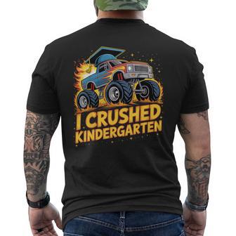 I Crushed Kindergarten Monster Truck Graduation Grad Boys Men's T-shirt Back Print | Mazezy