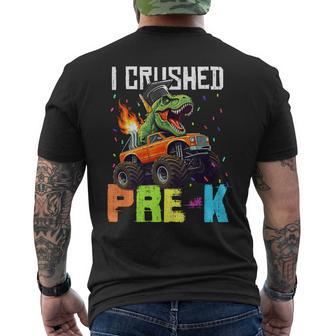 I Crushed Pre-K Dino T Rex Truck Grad Graduation Boys Kids Men's T-shirt Back Print - Thegiftio UK
