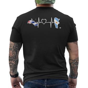 Cuba Argentine Heartbeat Cuba Argentina Bandiera T-shirt da uomo con stampa posteriore - Novitaregali