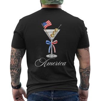 Cute 4Th Of July Usa American Flag Martini Cocktail Men's T-shirt Back Print - Thegiftio UK