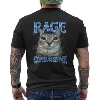 Cute Cat Rage Consumes Me Silly Staring Cat Meme Cat Men's T-shirt Back Print - Thegiftio UK