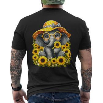 Cute Elephant With Sunflowers Men's T-shirt Back Print - Thegiftio UK