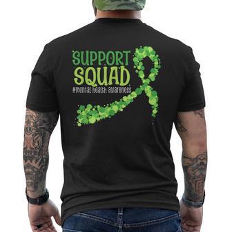 Cute Green Ribbon Mental Health Awareness Support Squad Men's T-shirt Back Print | Seseable UK