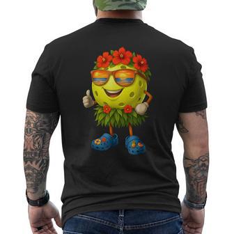 Cute Hawaiian Pickleball Ball Tropical Beach Summer Vacation Men's T-shirt Back Print | Mazezy