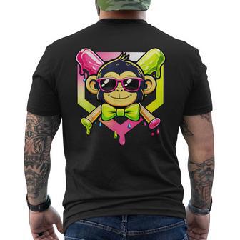 Cute Party Animals Baseball Monkey With Sunglasses Men's T-shirt Back Print | Seseable UK