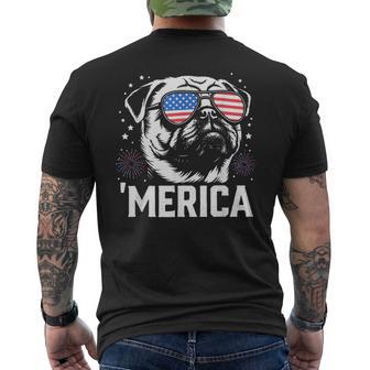 Cute Patriotic Pug Dog Merica 4Th Of July Dog Lover Men's T-shirt Back Print - Thegiftio UK