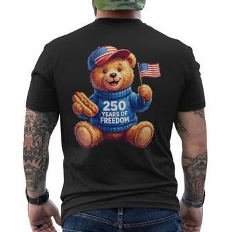 Cute Patriotic Teddy Bear 250 Years Of Freedom 4Th Of July Men's T-shirt Back Print - Monsterry