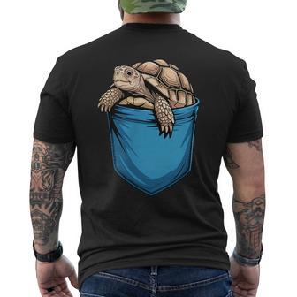 Cute Pocket Sulcata Tortoise Lovers Men's T-shirt Back Print - Thegiftio UK