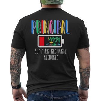 Cute Principal Summer Recharge Required Last Day Of School Men's T-shirt Back Print - Thegiftio UK