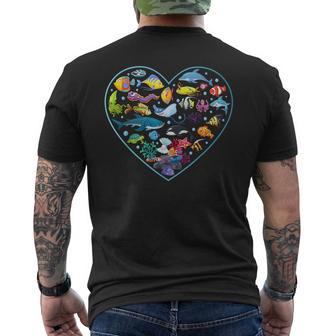 Cute Sea Animals Kids Children Ocean Creatures Clownfish Men's T-shirt Back Print - Monsterry