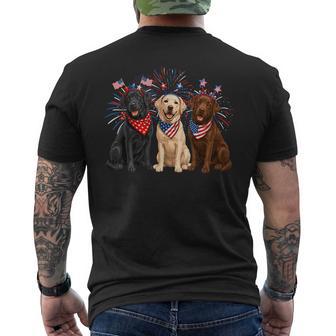 Cute Three Labrador Dogs American Flag 4Th Of July Patriotic Men's T-shirt Back Print - Thegiftio UK