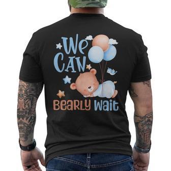 Cute We Can Bearly Wait For Gender Neutral ベビーシャワーパーティー メンズTシャツ バックプリント - Kawaiitshirt