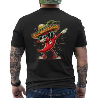 Dab Chili Wearing A Sombrero And Sunglasses Cinco De Mayo Men's T-shirt Back Print - Thegiftio