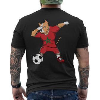 Dabbing Pitbull Cane Marocco Calcio Bandiera Marocchina Arte T-shirt da uomo con stampa posteriore - Novitaregali