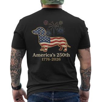 Dachshund 250Th Patriotic Dog Fireworks Wiener Dog Men's T-shirt Back Print - Thegiftio UK