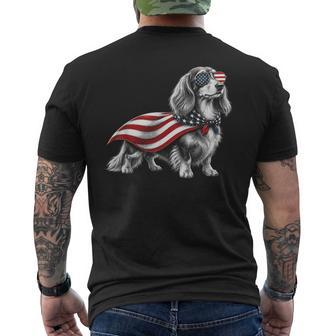 Dachshund 4Th Of July Us American Flag Weiner Dog Patriotic Men's T-shirt Back Print - Monsterry UK