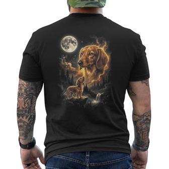 Dachshund Howling To The Moon Retro Vintage 90S Dog Men's T-shirt Back Print - Thegiftio UK