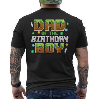Dad Of The Birthday Boy Birthday Party Gamer Pixel Number Men's T-shirt Back Print - Monsterry