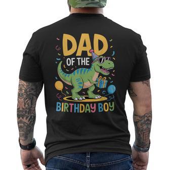 Dad Of The Birthday Party Outfit Dinosaur Squad Daddy Men's T-shirt Back Print - Monsterry