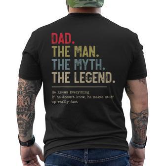 Dad The Man The Myth The Legend He Knows Everything Men's T-shirt Back Print - Thegiftio UK