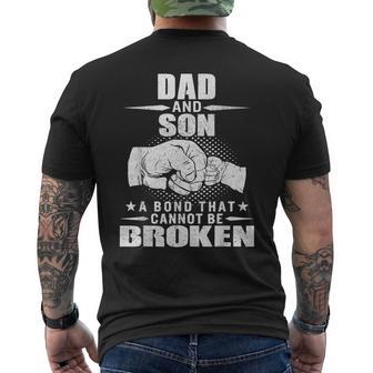 Dad And Son Unbreakable Bond Fist Bump Daddy Papa Men's T-shirt Back Print - Monsterry