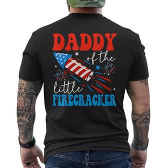 Daddy Of The Little Firecracker 4Th Of July Birthday Party Men's T-shirt Back Print - Monsterry