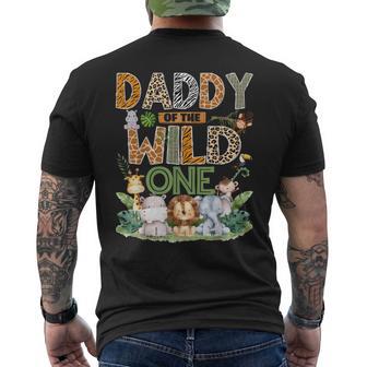 Daddy Of The Wild One Safari Jungle 1St Birthday Boy Men's T-shirt Back Print - Thegiftio