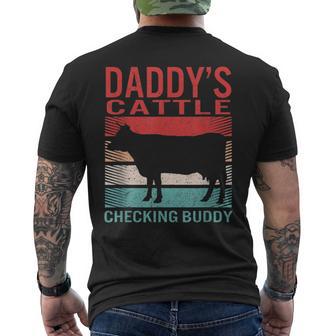 Daddy's Cattle Checking Buddy Custom Daddy Kids Farm Baby Men's T-shirt Back Print - Thegiftio UK