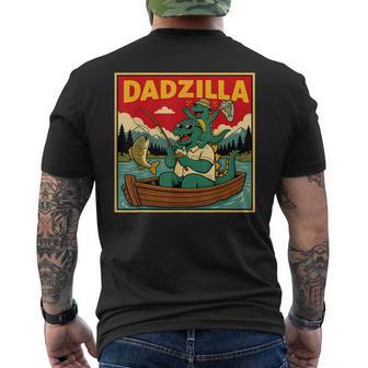Dadzilla Fishing Dinosaur Father And Son Retro Men's T-shirt Back Print - Thegiftio UK