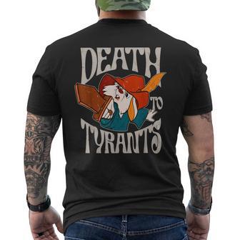 Death To Tyrants Retro Rabbit Meme Men's T-shirt Back Print - Thegiftio UK