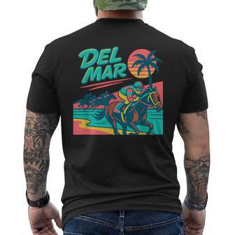 Del Mar 競馬 サラブレッドサンタアニタ競馬選手 メンズTシャツ バックプリント - Kawaiitshirt