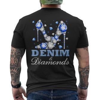 Denim & Diamonds High Heels Decorations Bachelorette Party Men's T-shirt Back Print | Mazezy