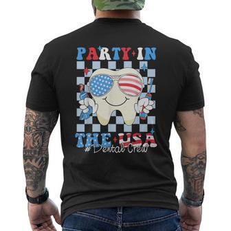 Dental Crew Patriotic Dentist 4Th Of July Party In The Usa Men's T-shirt Back Print - Thegiftio UK
