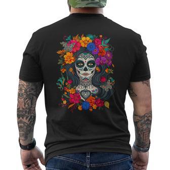 Día De Los Muertos Calavera De Azúcar La Catrina Día De Muertos Camiseta Hombre Estampado Espalda - Regaloses
