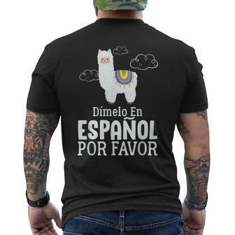Dimelo En Espanol Por Favor 面白い スペイン語 メンズTシャツ バックプリント - Kawaiitshirt