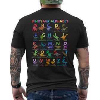 Dinosaur Alphabet A-Z Dino Abc Chart Future Paleontologist Men's T-shirt Back Print - Thegiftio UK