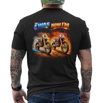 Dirt Bike Birthday Boy I Was 6 Now I'm 7 Six Seven 67 Men's T-shirt Back Print - Thegiftio