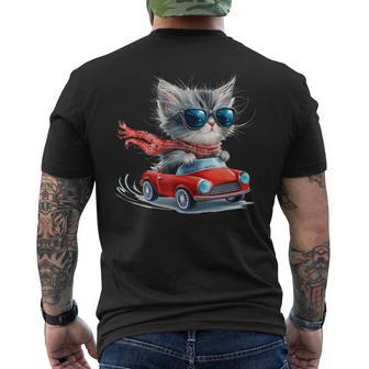 Diseño De Amante De Los Gatos Lindo Gato Conduciendo Un Camiseta Hombre Estampado Espalda - Regaloses