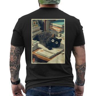Divertente Gatto Giapponese Insegnantetudentecuola Ultimo Giorno Libri T-shirt da uomo con stampa posteriore - Novitaregali