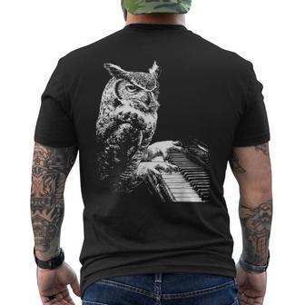 Divertido Búho Tocando Piano Bosque Animal Pianista Pájaro Gráfico Camiseta Hombre Estampado Espalda - Regaloses