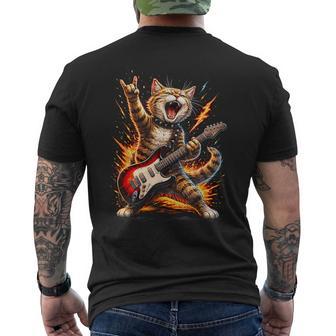 Divertido Gato Tocando La Guitarra Rock And Roll Music Lover Camiseta Hombre Estampado Espalda - Regaloses
