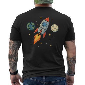 Divertido Gráfico De Nave Espacial Y Planetas De Cohetes Camiseta Hombre Estampado Espalda - Regaloses