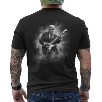 Donald Trump Playing Electric Rock Guitar Men's T-shirt Back Print - Thegiftio